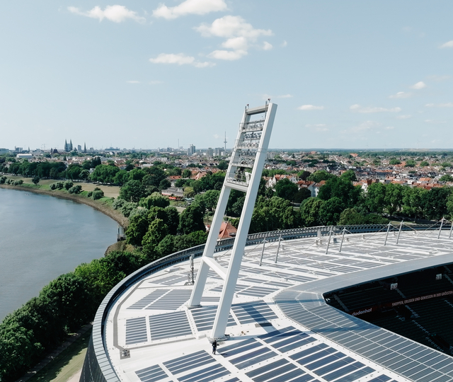 Bremen’s Weserstadion with new lighting design and iconic floodlight towers