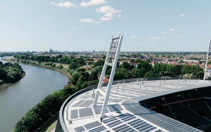 Bremen’s Weserstadion with new lighting design and iconic floodlight towers